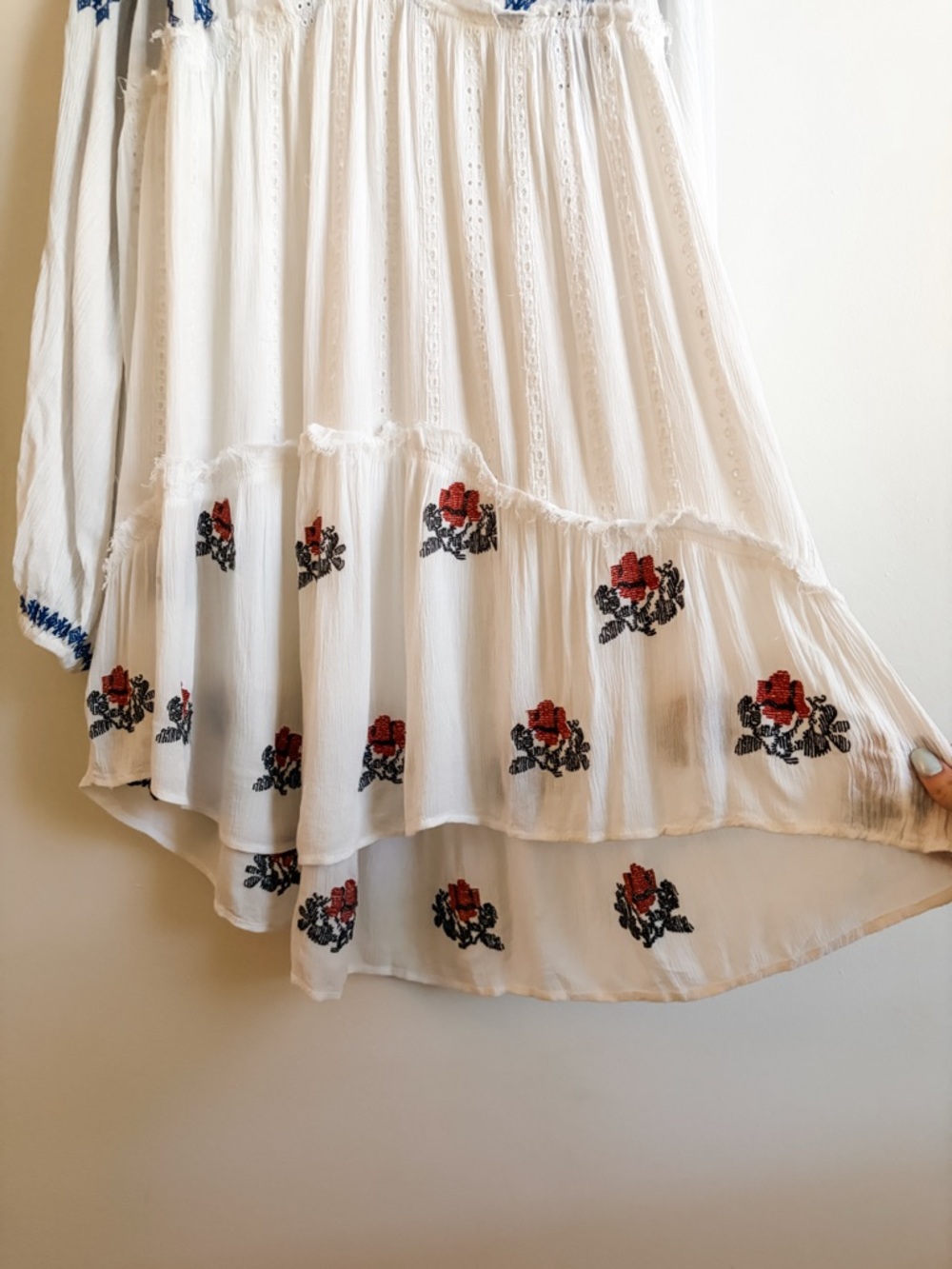 Free People Wild Horses Boho White Embroidered Mini Dress - Picture 12 of 16